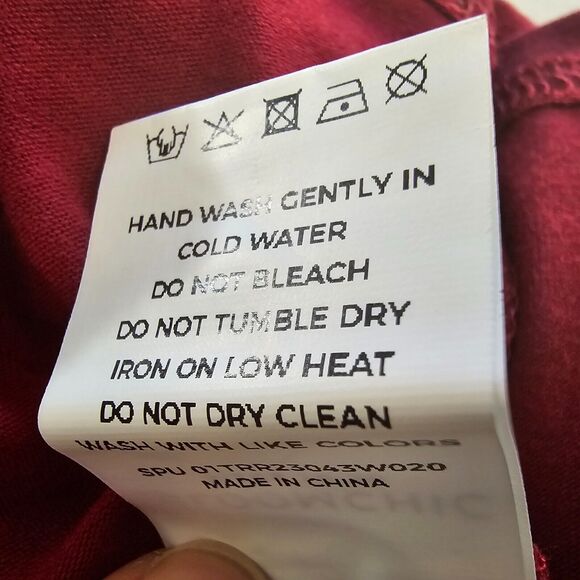 Bloomchic Blouse Women's Large Short Sleeve V-Neck Lace Accent Red Scarlet NWT - Picture 6 of 8